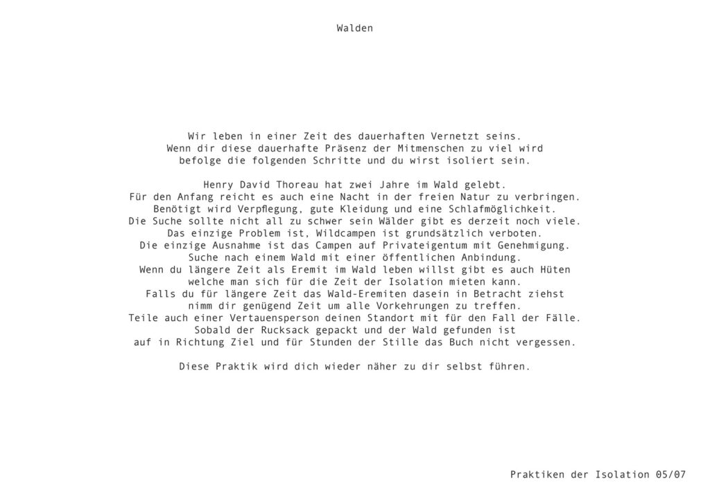 Praktiken der Isolation - Walden