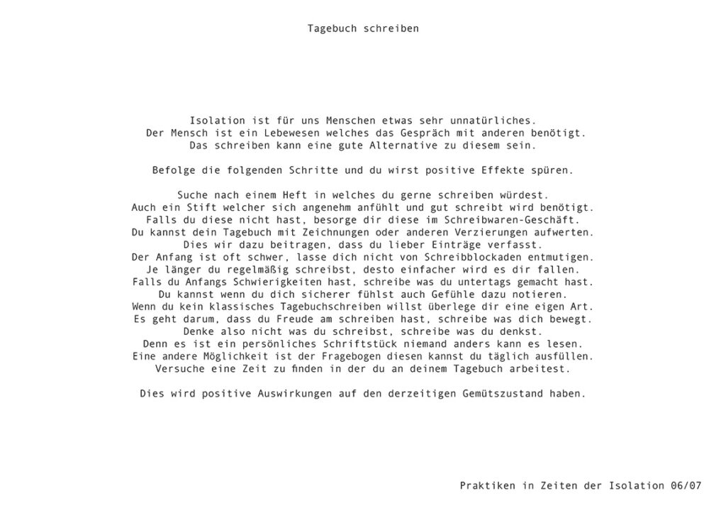 Praktiken in Zeiten der Isolation - Tagebuch schreiben