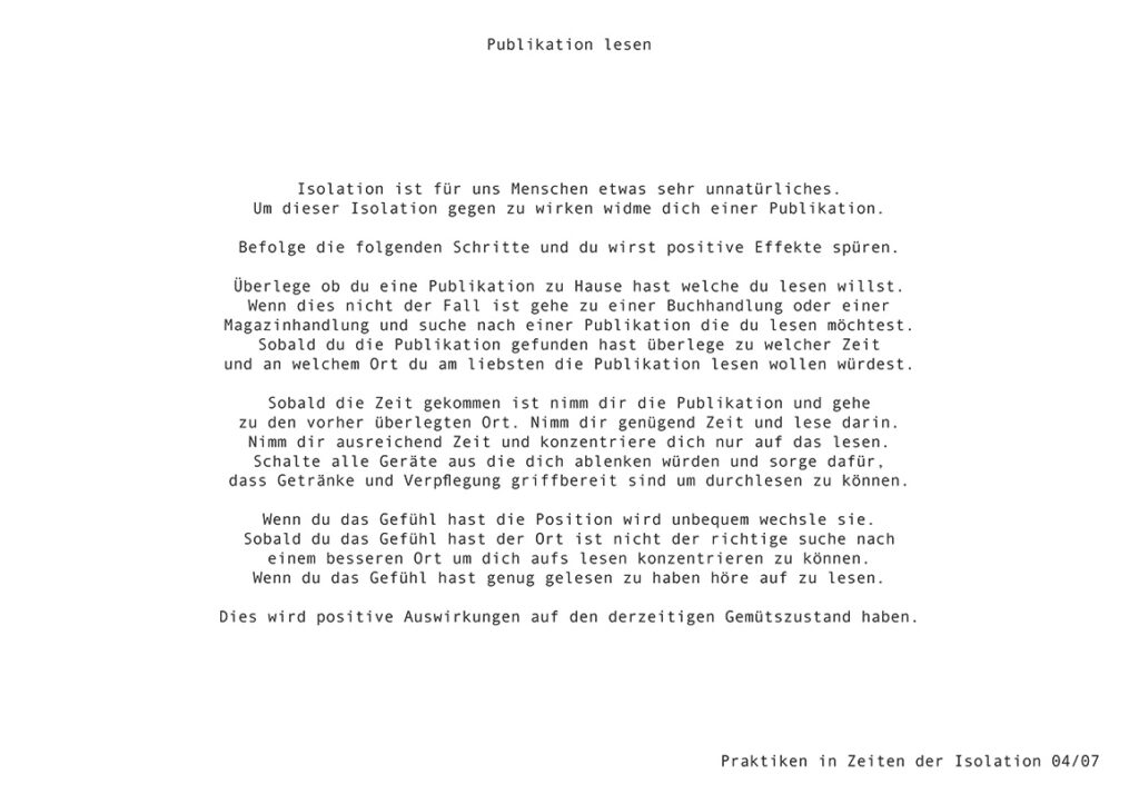 Praktiken in Zeiten der Isolation - Publikation lesen