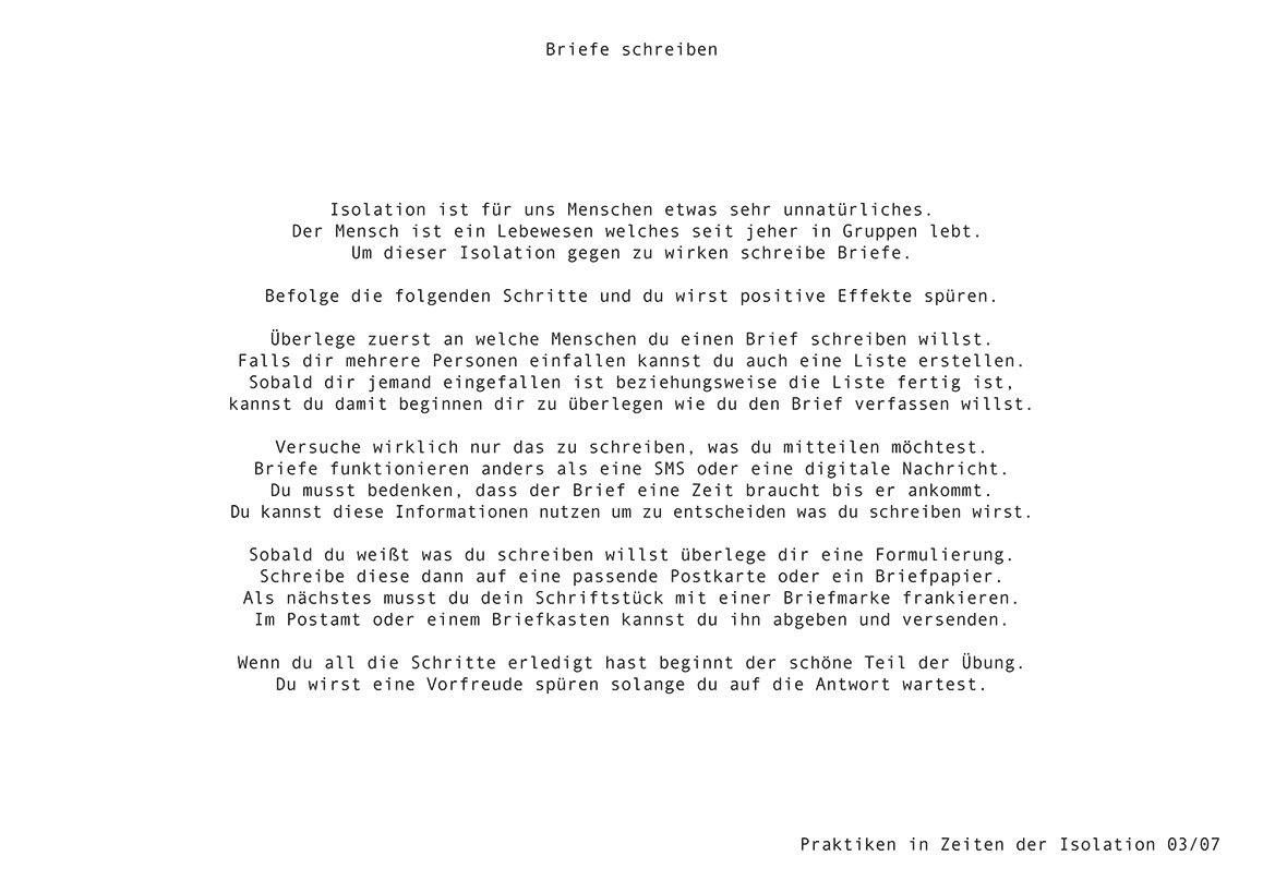 Praktiken in Zeiten der Isolation - Briefe schreiben